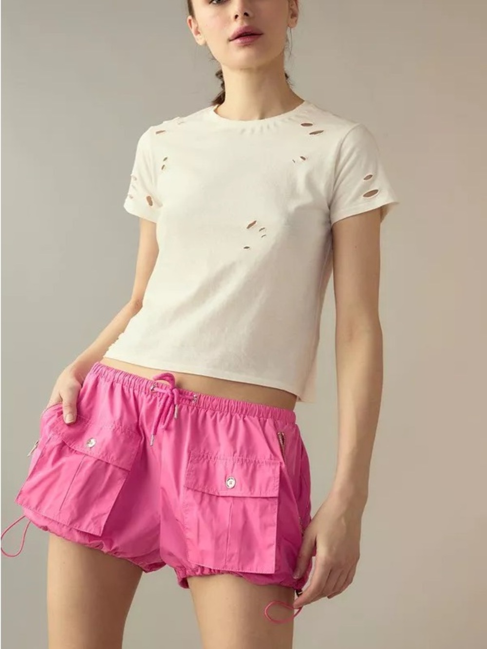 NWT Cynthia Rowley Pink Cargo Bloomer Shorts